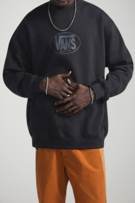 Vans Felpa Uomo Stampa Logo Centrale in Misto Cotone