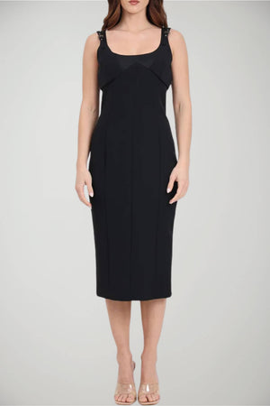 Abito donna Versace Jeans Couture smanicato con fibbie baroque fronte 1