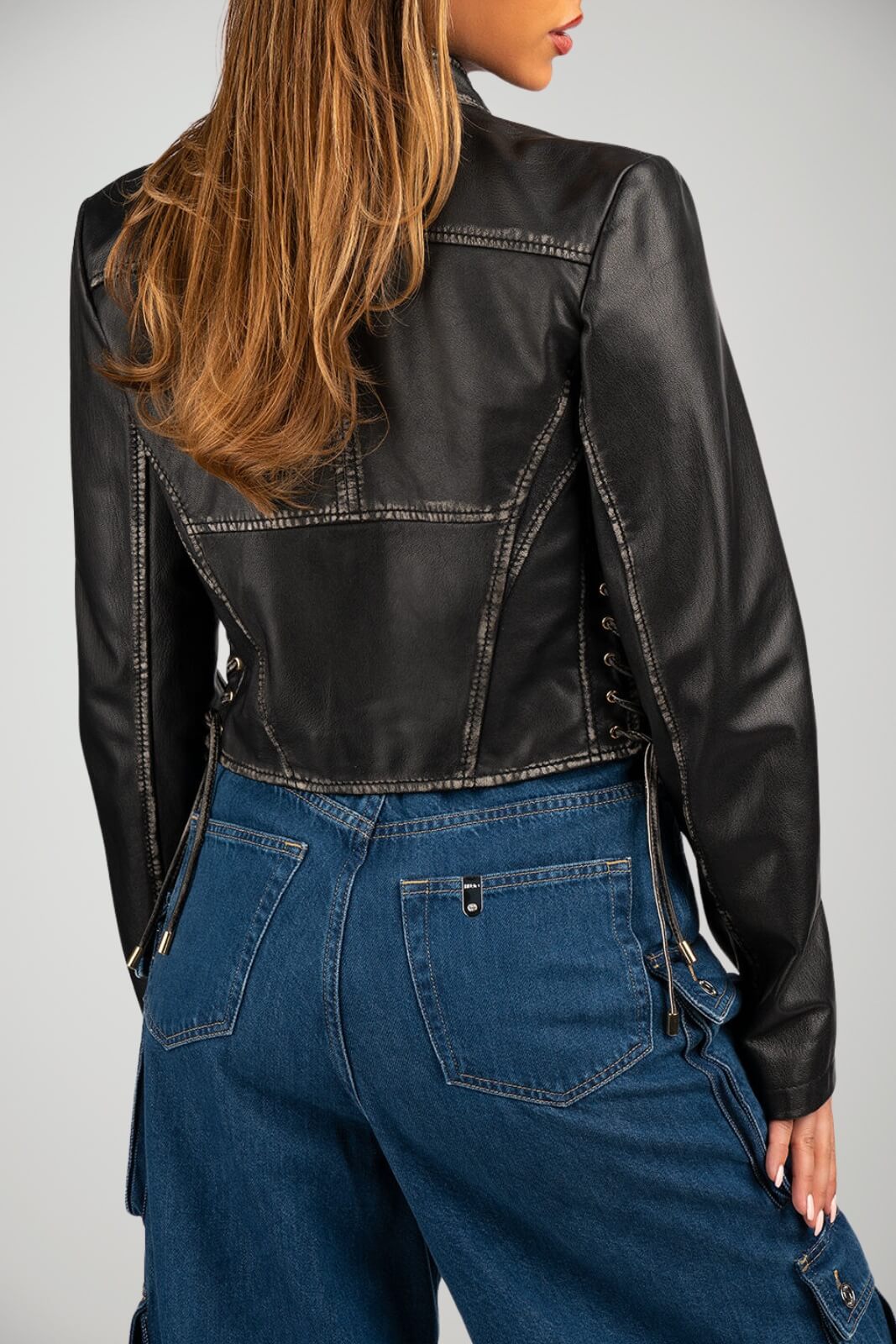 Biker donna in pelle Versace Jeans Couture retro