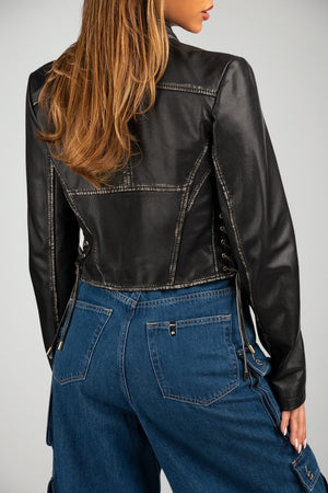 Biker donna in pelle Versace Jeans Couture retro