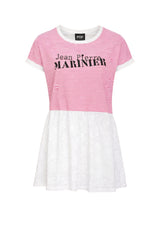 Very Simple T-shirt Donna Rigata con Fondo in Pizzo
