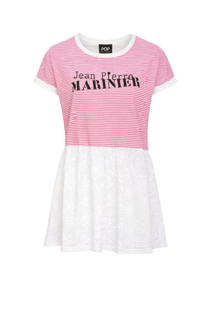 Very Simple T-shirt Donna Rigata con Fondo in Pizzo