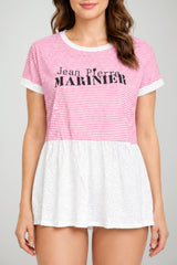 Very Simple T-shirt Donna Rigata con Fondo in Pizzo