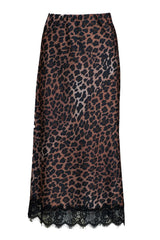 Vicolo Gonna donna midi, stampa animalier con dettaglio in pizzo sul fondo