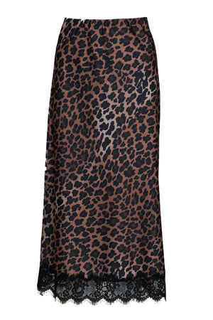 Vicolo Gonna donna midi, stampa animalier con dettaglio in pizzo sul fondo