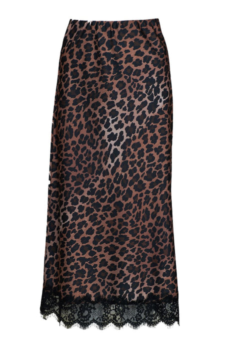 Vicolo Gonna donna midi, stampa animalier con dettaglio in pizzo sul fondo