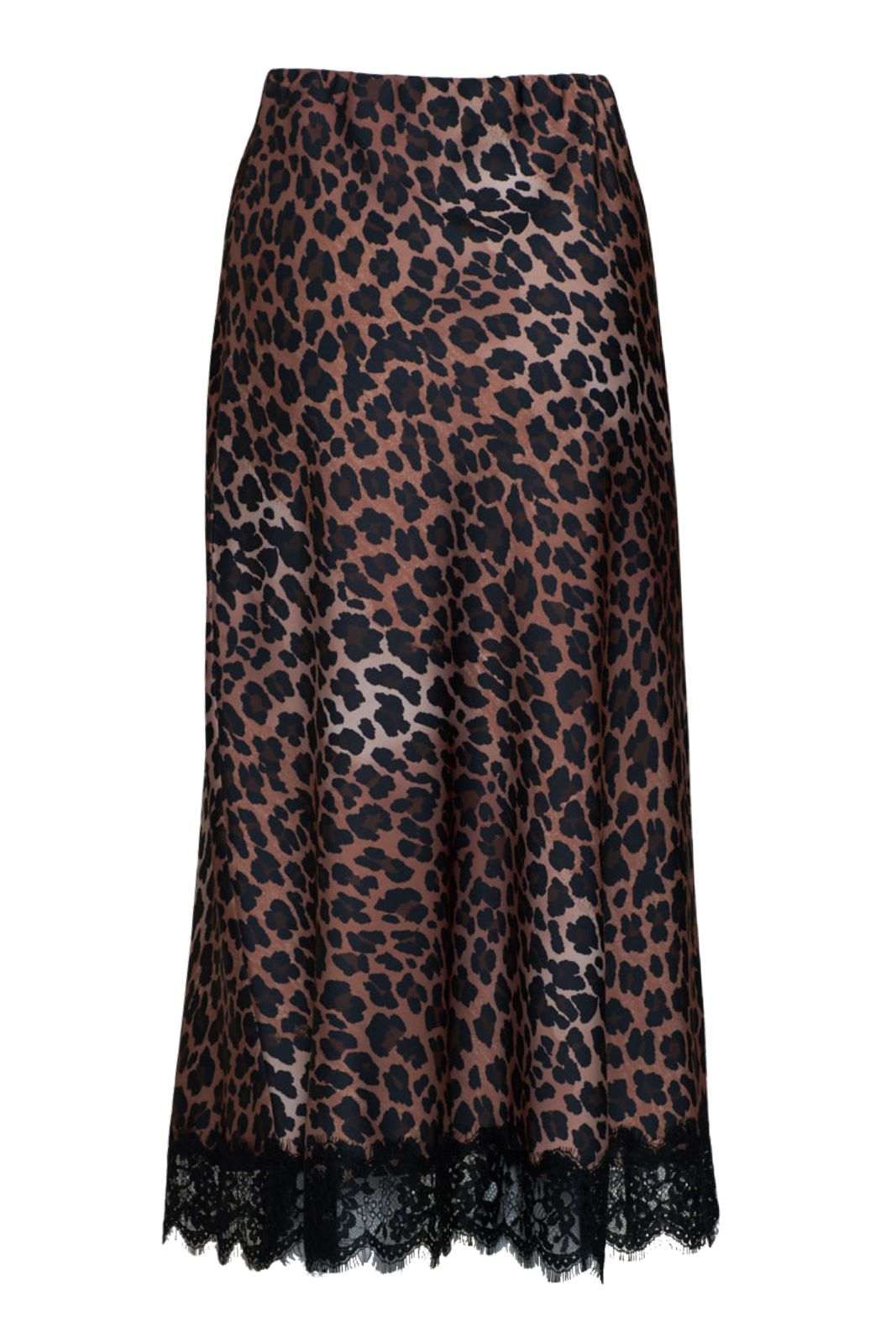 Vicolo Gonna donna midi, stampa animalier con dettaglio in pizzo sul fondo