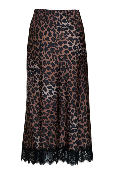 Vicolo Gonna donna midi, stampa animalier con dettaglio in pizzo sul fondo