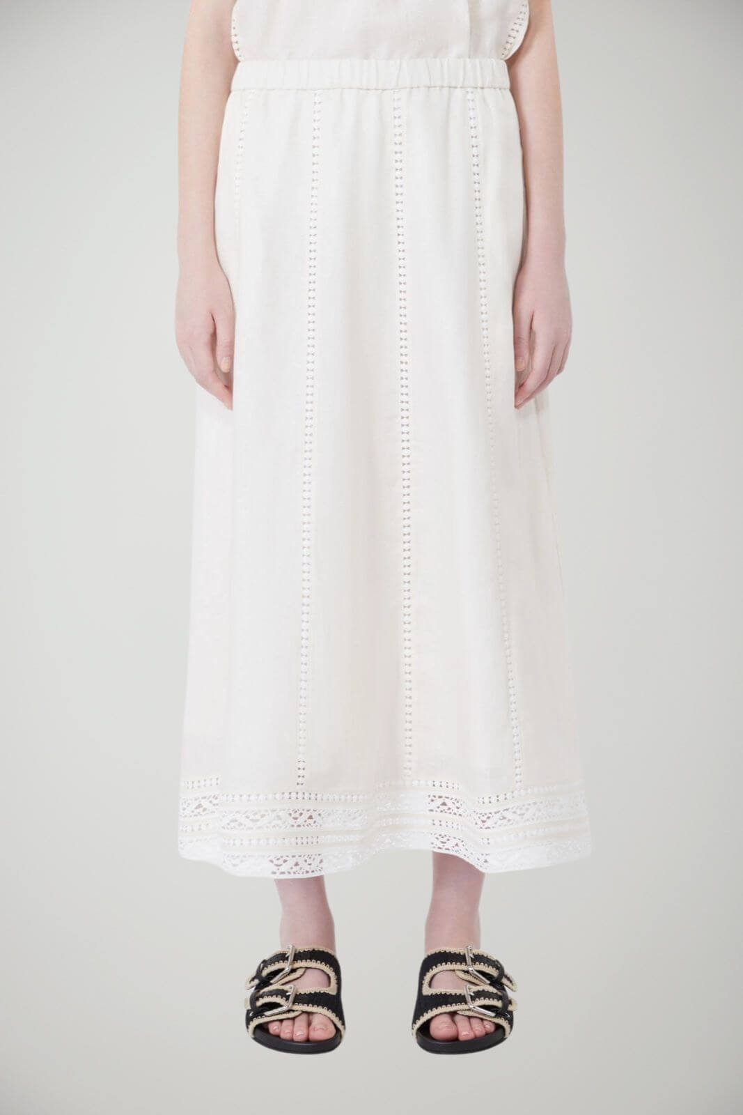 Weekend MaxMara Gonna in lino con ricami traforati