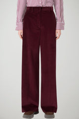 Weekend MaxMara Pantaloni Donna Wide Leg in velluto / Bordeaux