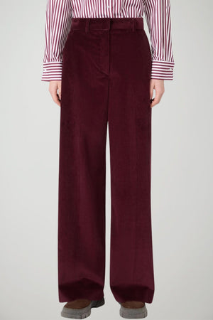 Weekend MaxMara Pantaloni Donna Wide Leg in velluto / Bordeaux