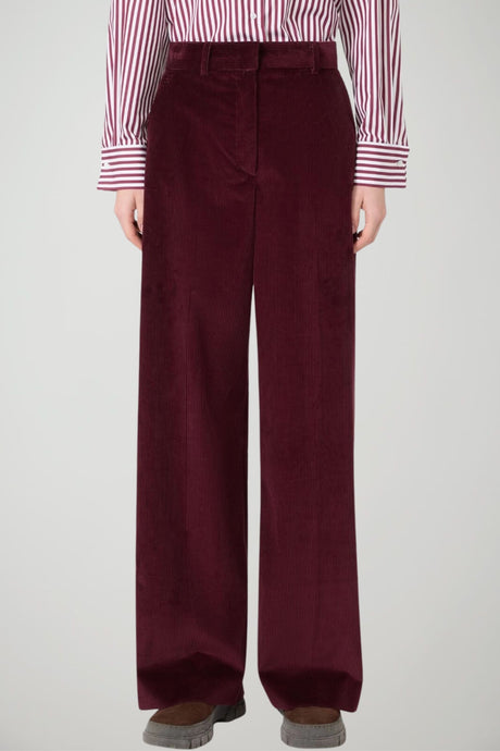 Weekend MaxMara Pantaloni Donna Wide Leg in velluto / Bordeaux
