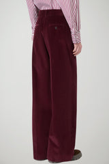 Weekend MaxMara Pantaloni Donna Wide Leg in velluto / Bordeaux