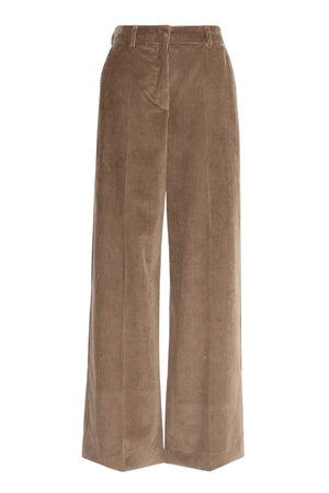 Weekend MaxMara Pantaloni Donna Wide Leg in velluto / Tortora