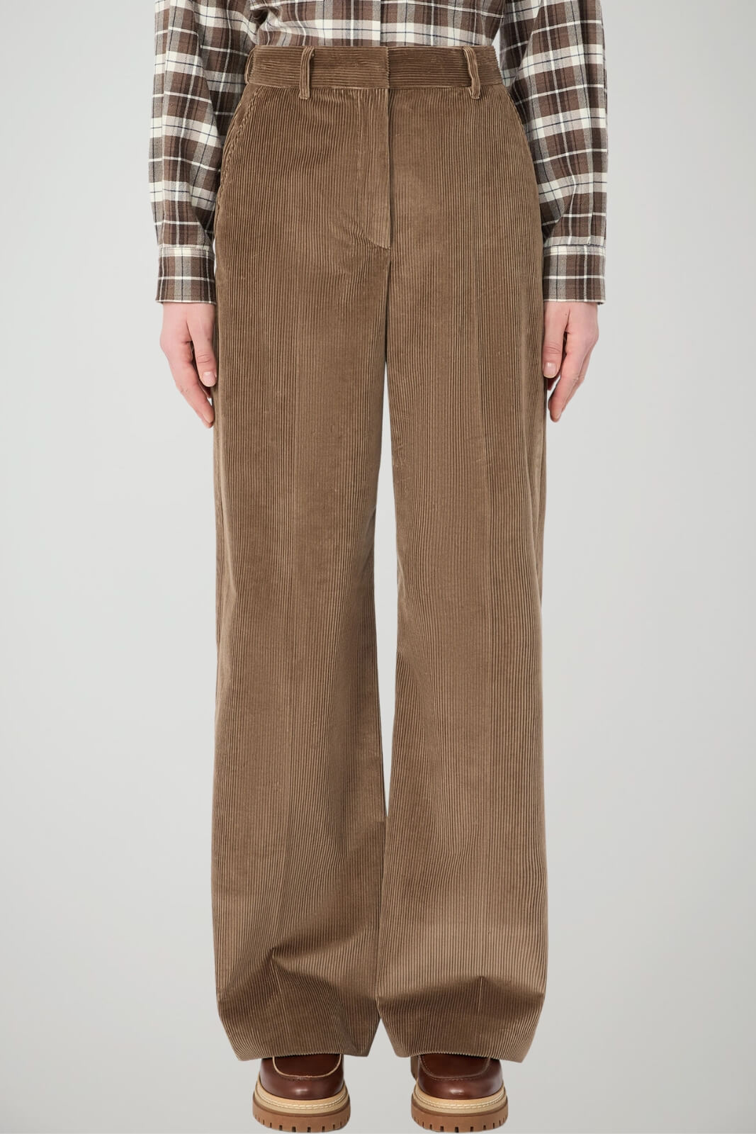 Weekend MaxMara Pantaloni Donna Wide Leg in velluto / Tortora