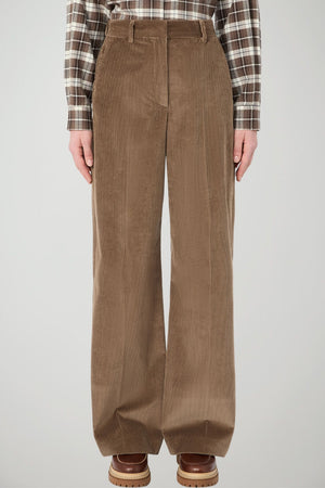 Weekend MaxMara Pantaloni Donna Wide Leg in velluto / Tortora