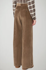 Weekend MaxMara Pantaloni Donna Wide Leg in velluto / Tortora