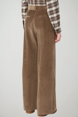 Weekend MaxMara Pantaloni Donna Wide Leg in velluto / Tortora
