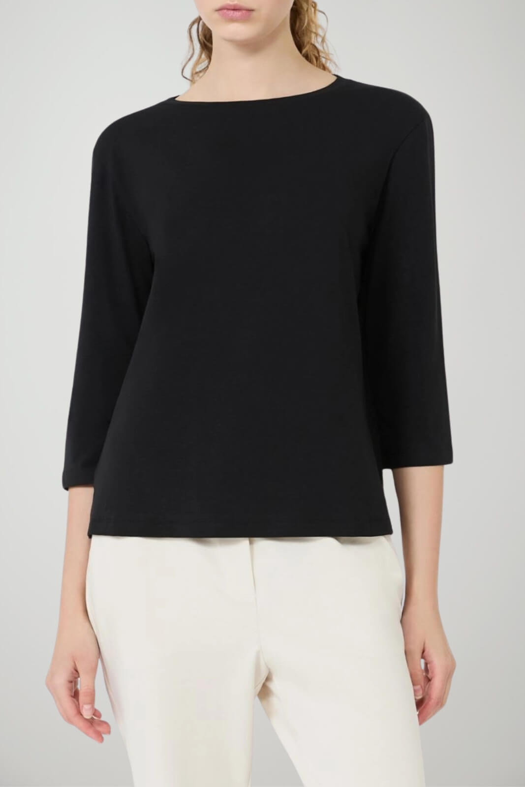 Weekend MaxMara T-shirt Donna scollo a barca / Nero