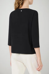Weekend MaxMara T-shirt Donna scollo a barca / Nero