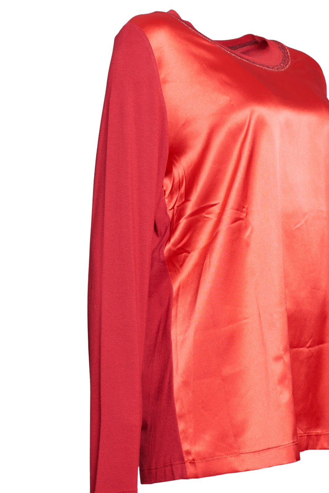 Blusa donna in raso girocollo in lurex dettaglio