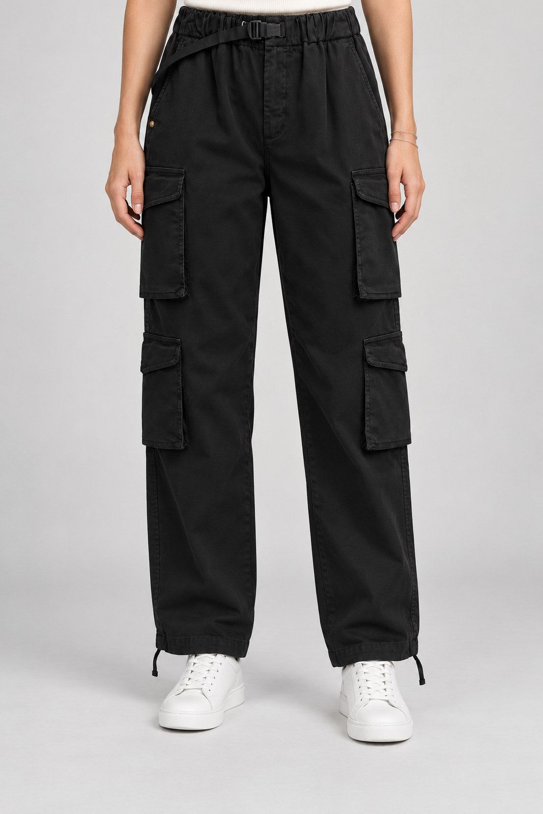White Sand Pantaloni Donna Cargo Tinta Unita