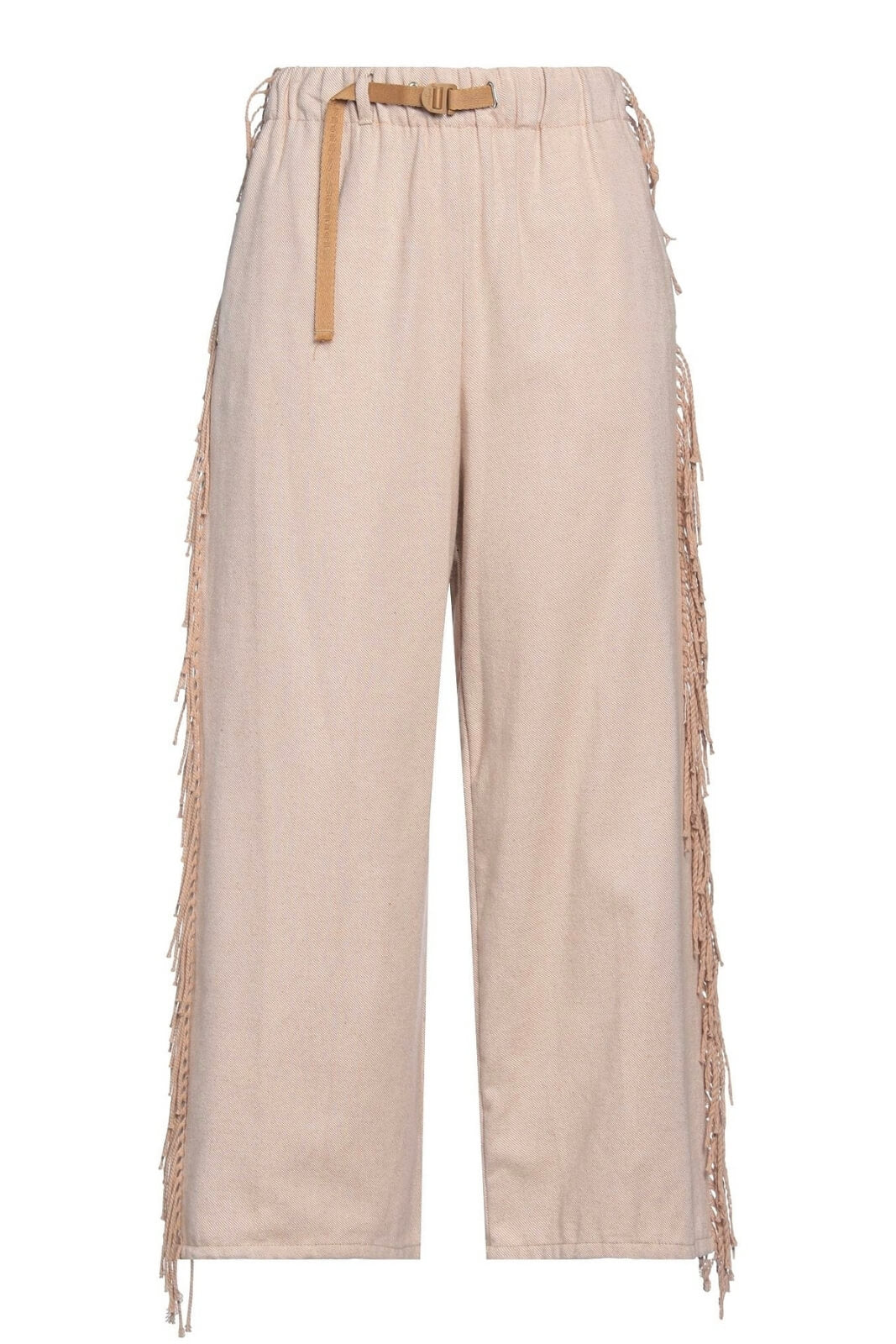 White Sand Pantaloni Donna con Frange Laterali Wide Leg