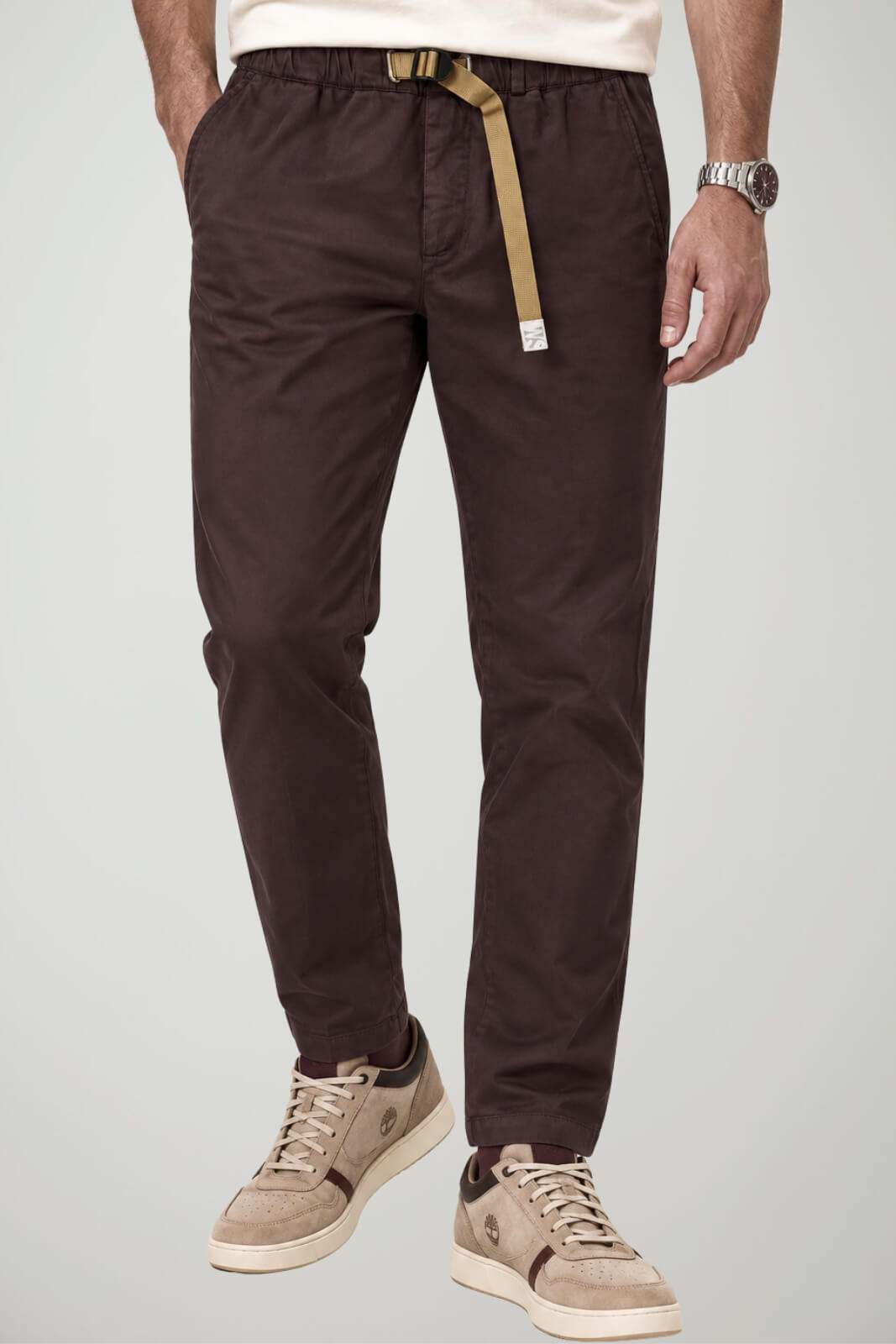 White Sand Pantaloni Uomo in cotone stretch / Marasca