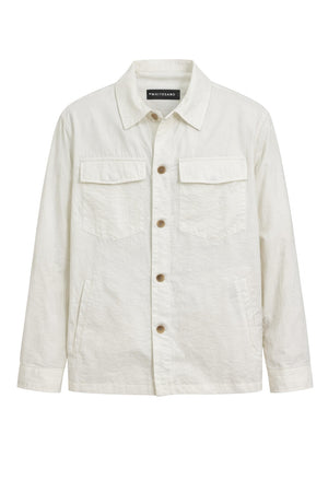 Overshirt da uomo White Sand con bottoni e tasche