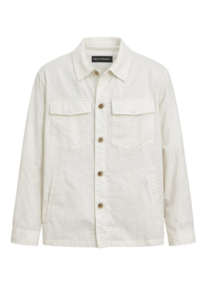 Overshirt da uomo White Sand con bottoni e tasche