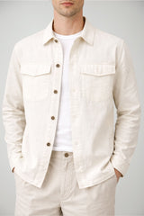 Overshirt da uomo White Sand con bottoni e tasche