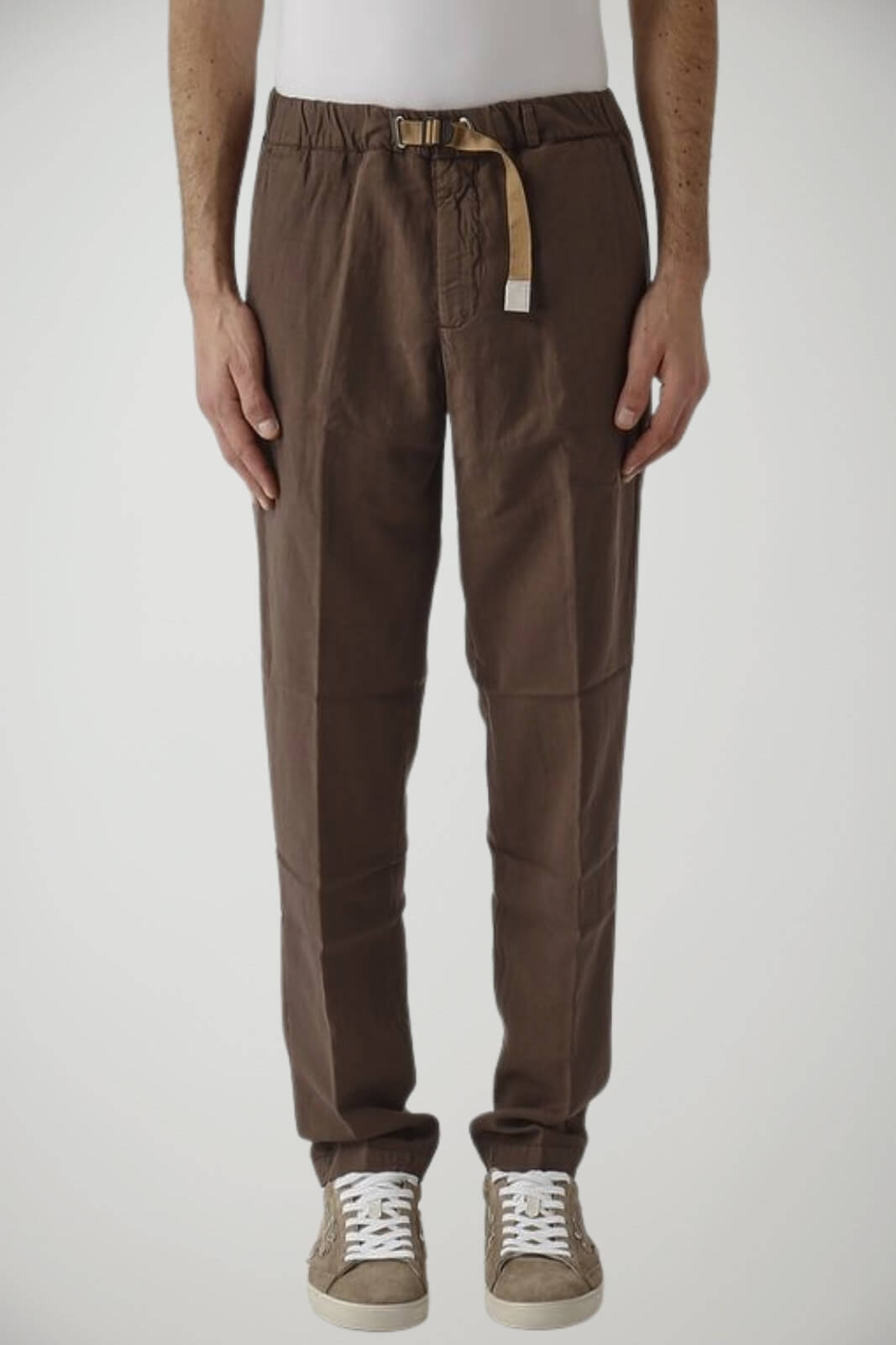 Pantaloni da uomo White Sand con cinturino in misto lino
