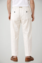 Pantaloni da uomo White Sand increspati con cinturino in vita