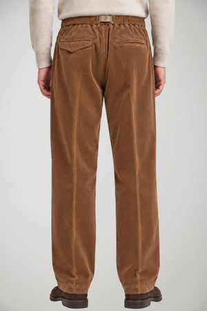 White Sand Pantaloni Uomo in velluto con pences / Cammello
