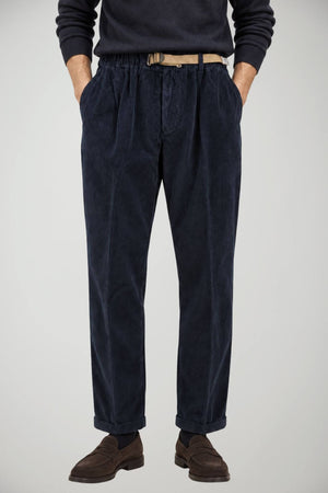 White Sand Pantaloni Uomo in velluto con pences / Navy