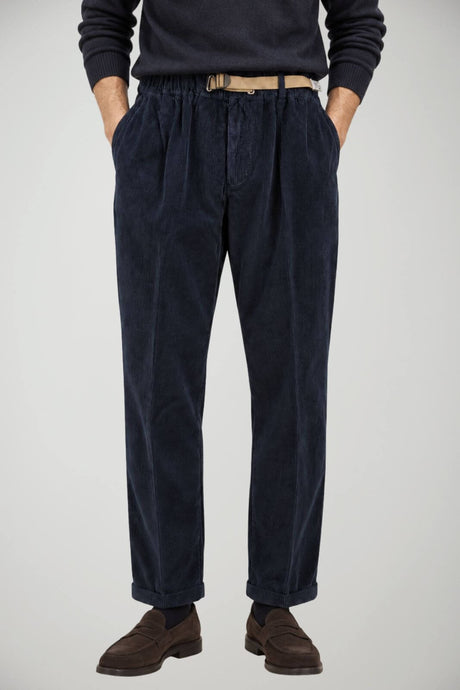 White Sand Pantaloni Uomo in velluto con pences / Navy