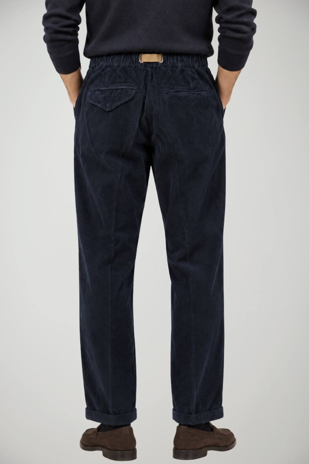 White Sand Pantaloni Uomo in velluto con pences / Navy