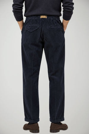 White Sand Pantaloni Uomo in velluto con pences / Navy