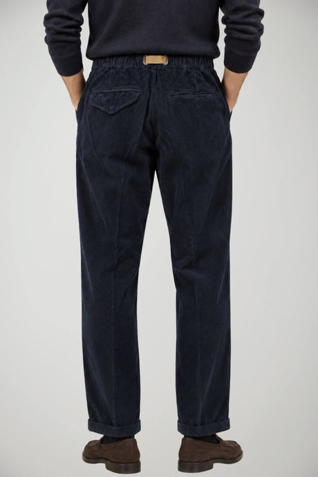 White Sand Pantaloni Uomo in velluto con pences / Navy