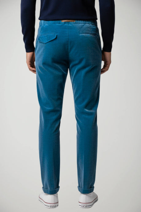 Pantaloni da uomo White Sand in velluto con coulisse