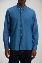 Camicia Woolrich in denim da uomo con bottoni 