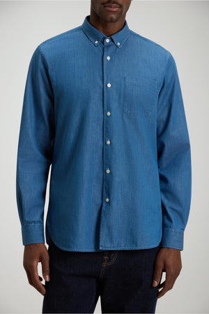 Camicia Woolrich in denim da uomo con bottoni 