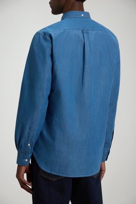 Camicia Woolrich in denim da uomo con bottoni 
