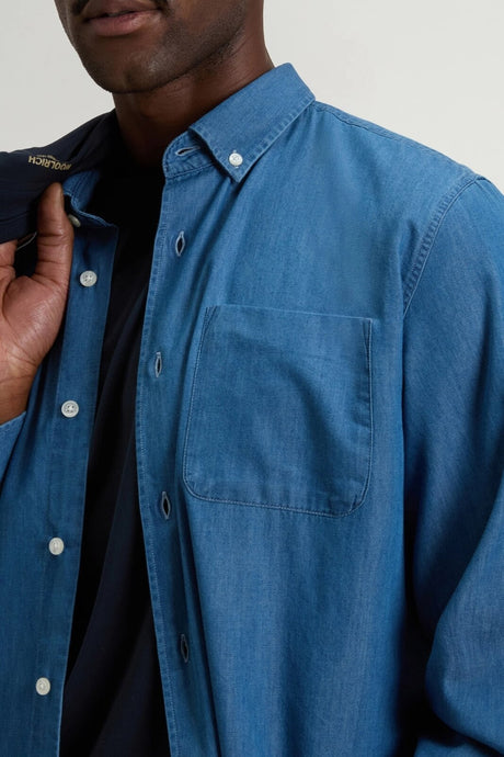 Camicia Woolrich in denim da uomo con bottoni 
