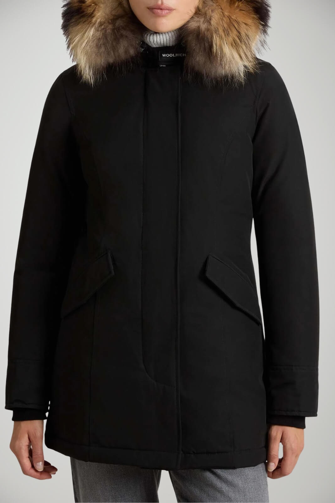 Parka da donna Woolrich in ramar cloth con cappuccio