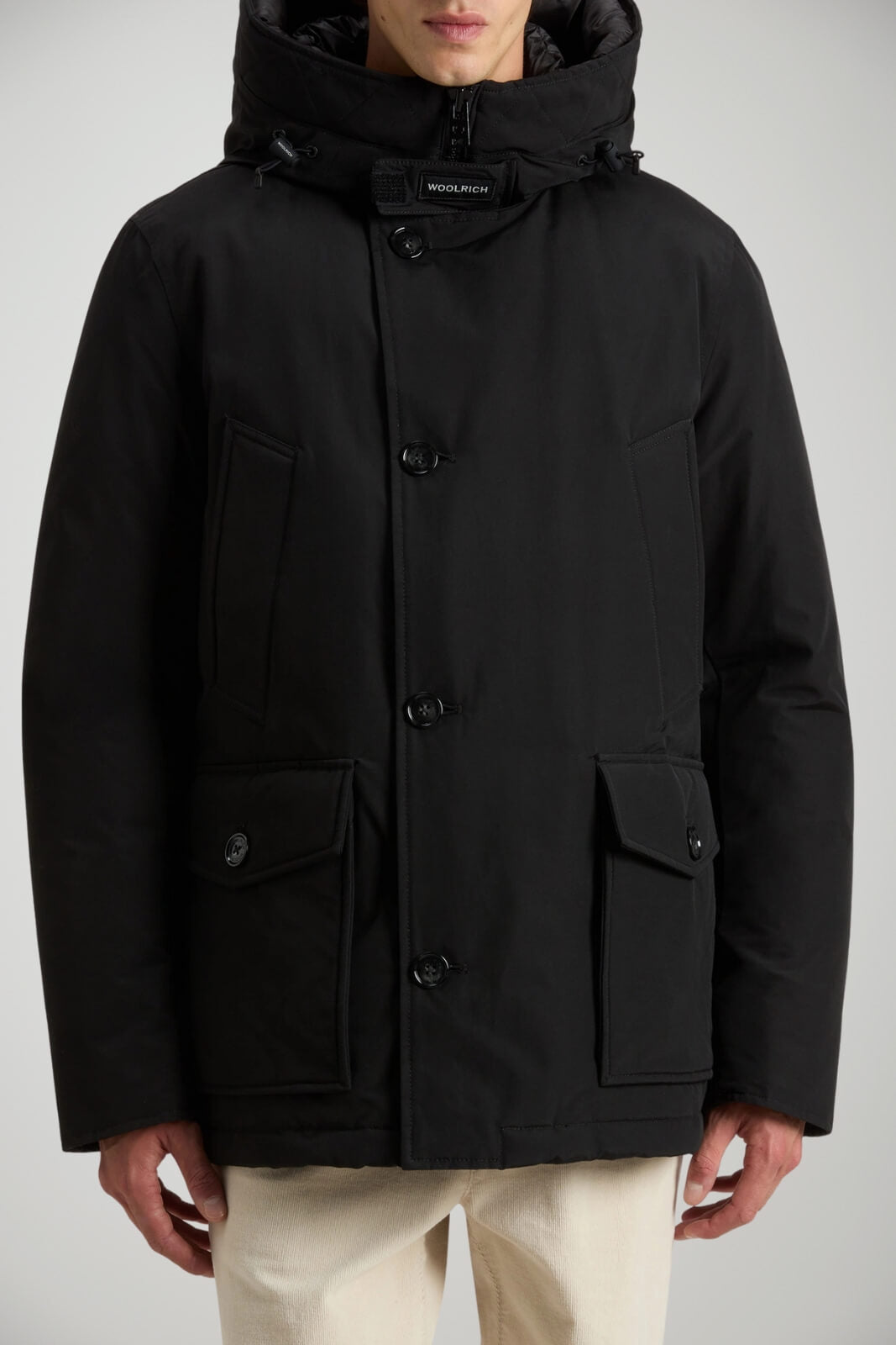 Parka da uomo Woolrich in tessuto cordura con cappuccio