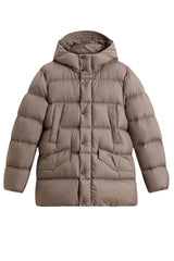 Piumino lungo da uomo Woolrich con cappuccio e tasche