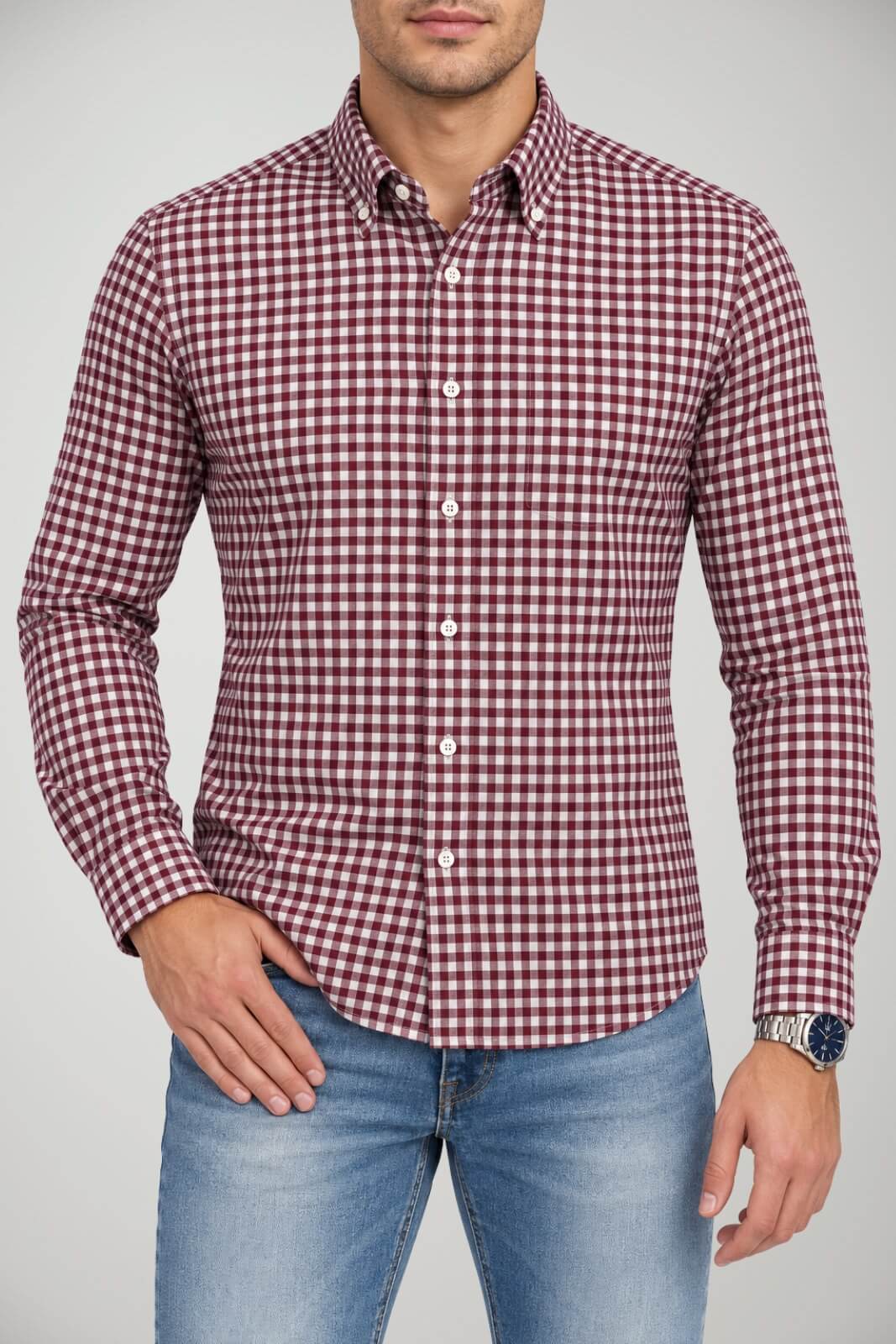Xacus Camicia Uomo Check in Cotone Tailor Fit