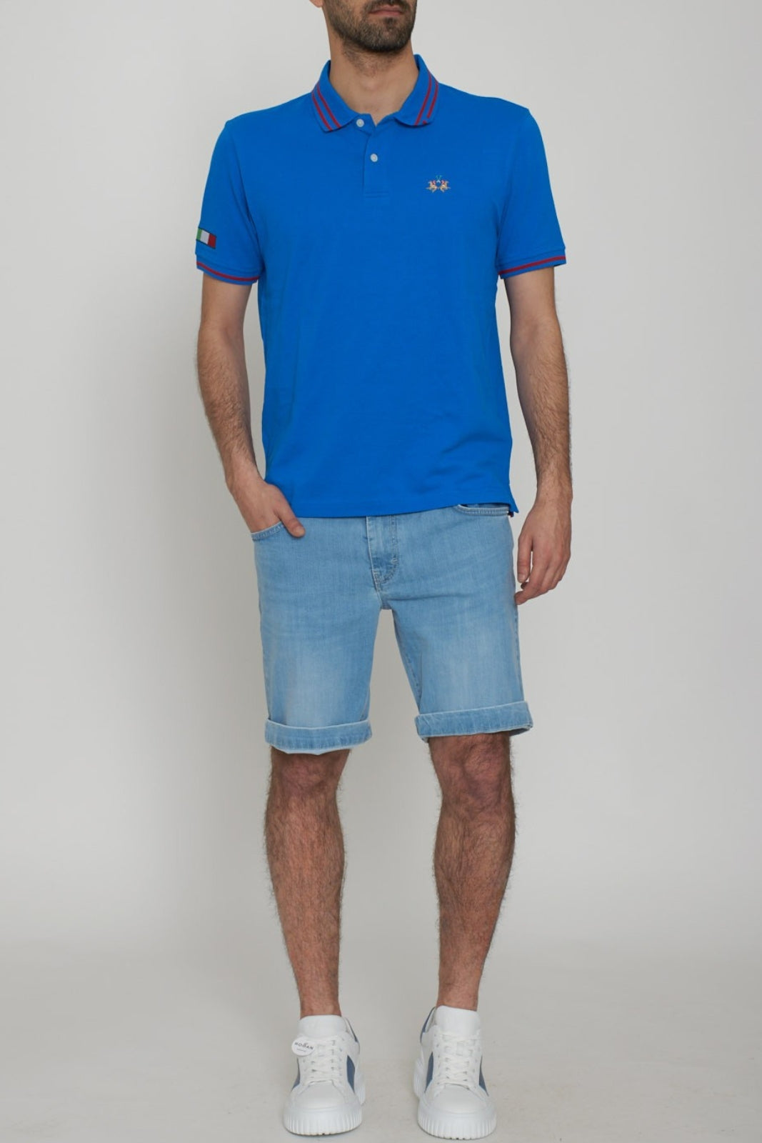 La Martina Men's Polo Shirt with Stripes on the Hems