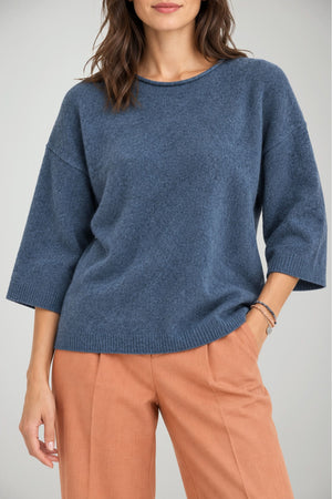 Yerse Maglia Donna Melange con Maniche a 3/4